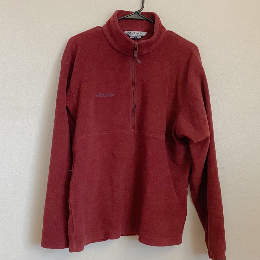 🍄 unisex dark red columbia fleece quarter zip 🍄